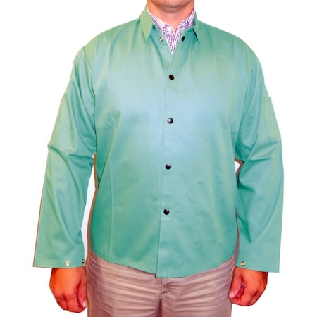 Powerweld FR Cotton Welding Jacket, 9oz Green Sateen, 3X-Large PWGFRJXXXL
